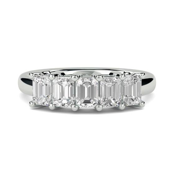 DHRZ0206 5 Stone Emerald Diamond Half Eternity Ring