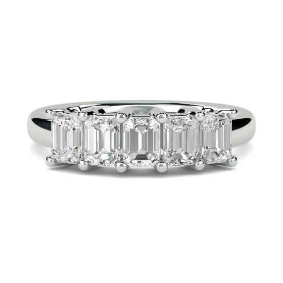 DHRZ0206 5 Stone Emerald Diamond Half Eternity Ring