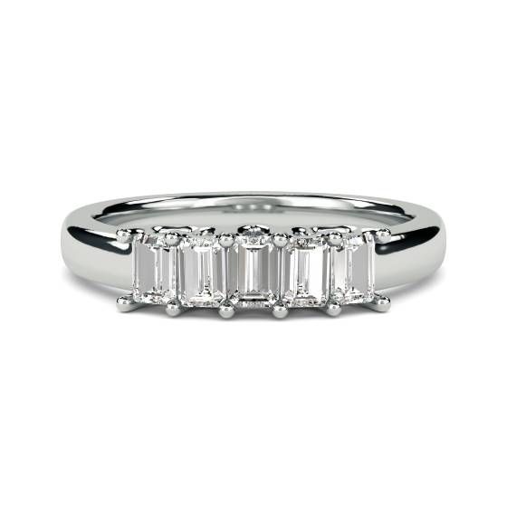 DHRZ0208 5 Stone Emerald Diamond Half Eternity Ring