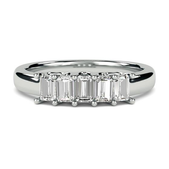 DHRZ0208 5 Stone Emerald Diamond Half Eternity Ring