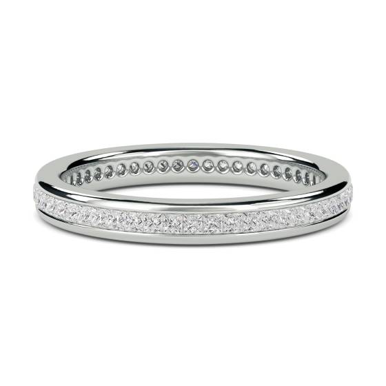 0.55ct VS/E-F Natural Princess Diamond Eternity Ring in 18k White Gold