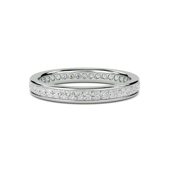 0.75ct VS/E-F Natural Princess Diamond Eternity Ring in 18k White Gold
