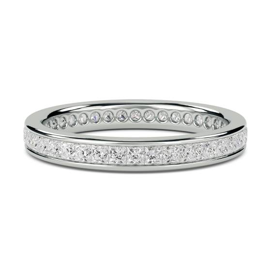 1.00ct SI/F-G Natural Princess Diamond Eternity Ring in 18k White Gold