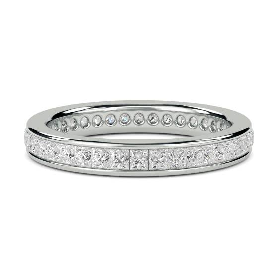 1.00ct VS/E-F Natural Princess Diamond Eternity Ring in 18k White Gold