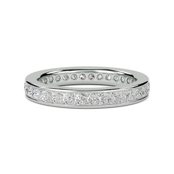 1.50ct VS/D-E Elegant Natural Princess Diamond Full Eternity Ring in 18k White Gold