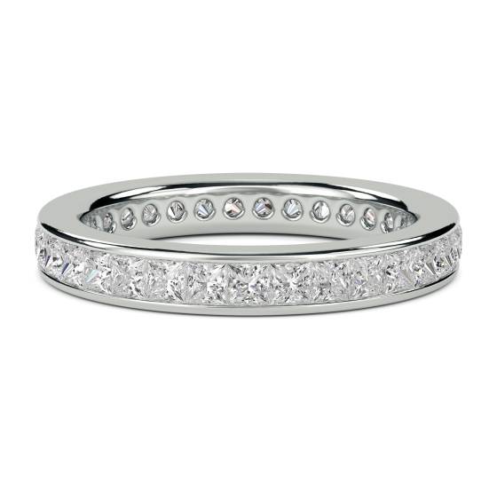 1.50ct VS/D-E Elegant Natural Princess Diamond Full Eternity Ring in 18k White Gold