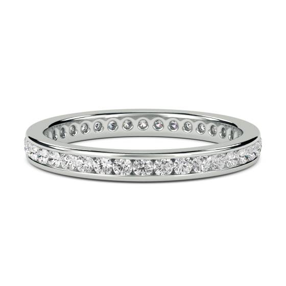 0.53ct VS/E-F Natural Round Diamond Eternity Ring in 18k White Gold
