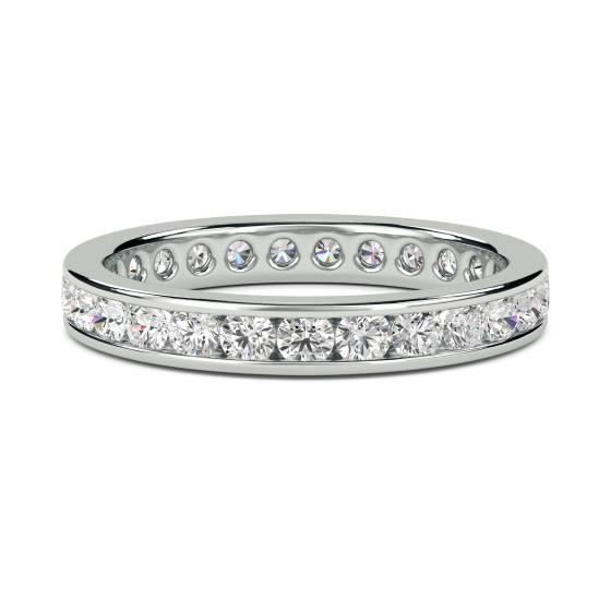 1.00ct VS/E-F Natural Round Diamond Eternity Ring in 18k White Gold
