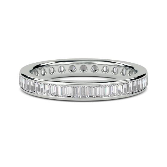 0.75ct VS/E-F Natural Baguette Diamond Eternity Ring in 18k White Gold