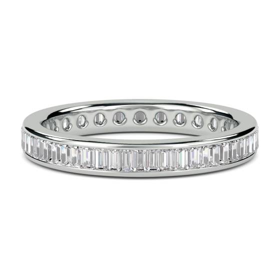 0.75ct VS/E-F Natural Baguette Diamond Eternity Ring in 18k White Gold