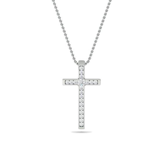 Classic Round Diamond Cross Pendant