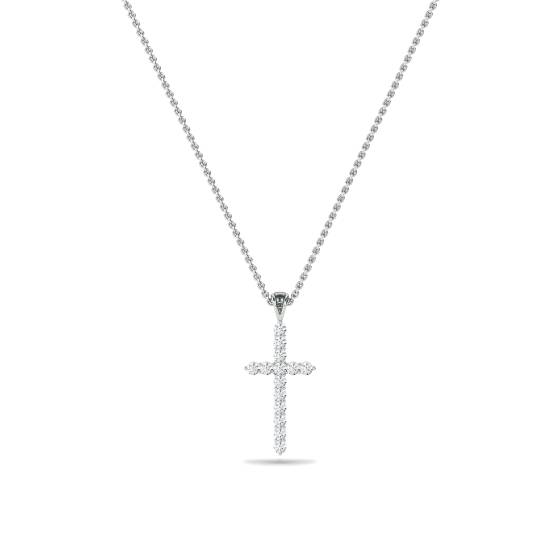 Traditional Round Diamond Cross Pendant