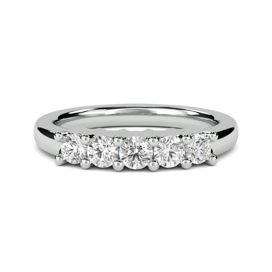 ER128 5 Stone Round Diamond Half Eternity Ring