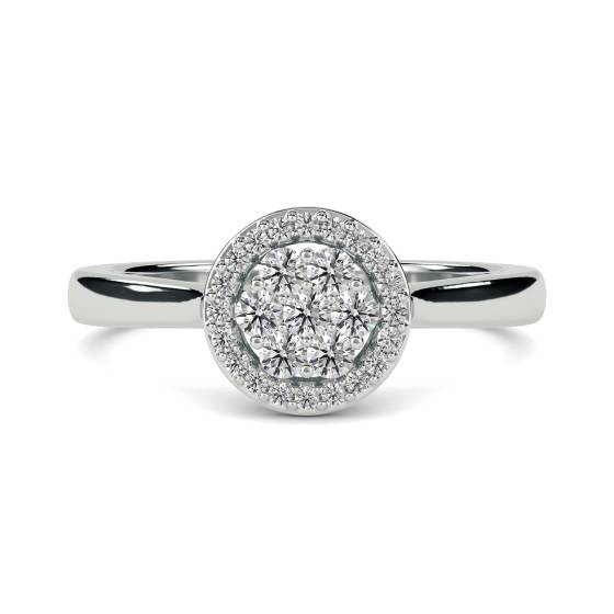 0.26ct VS/E-F Natural Round Diamond Cluster Ring in 18k White Gold