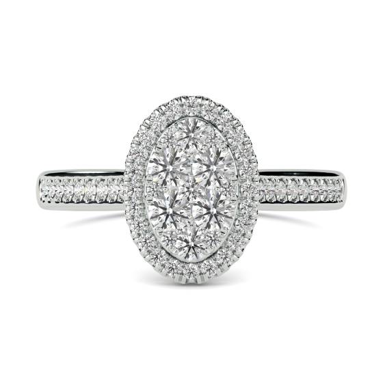 0.52ct VS/E-F Natural Round Diamond Cluster Ring in 18k White Gold