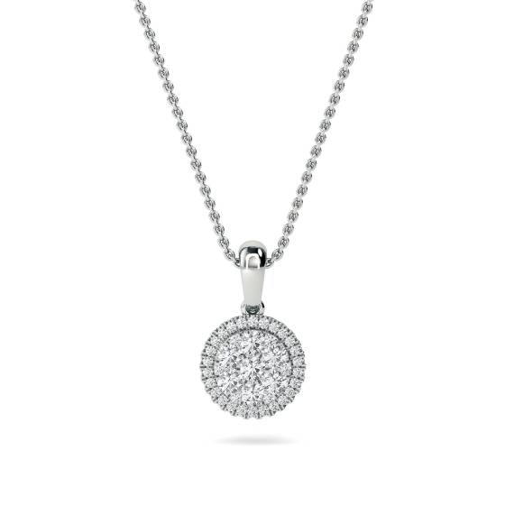 0.52ct VS/E-F Round Natural Diamond Cluster Pendant