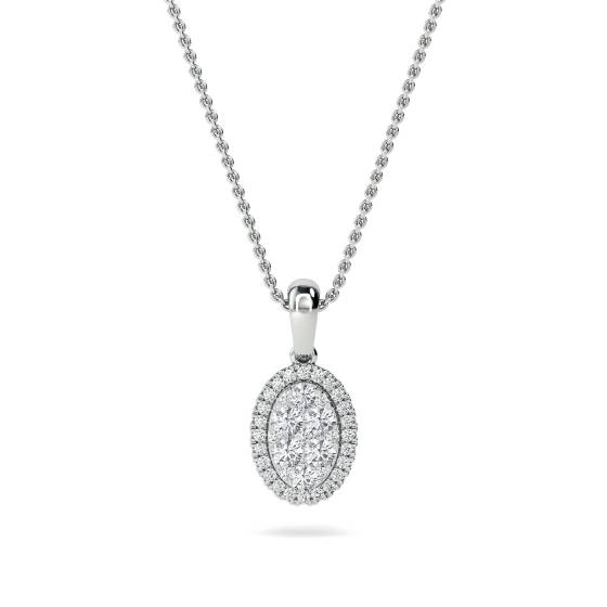 0.52ct VS/E-F Round Natural Diamond Cluster Pendant
