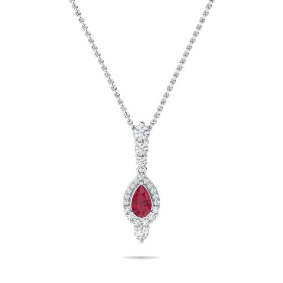 1.70ct Ruby Pear Pendant and Chain