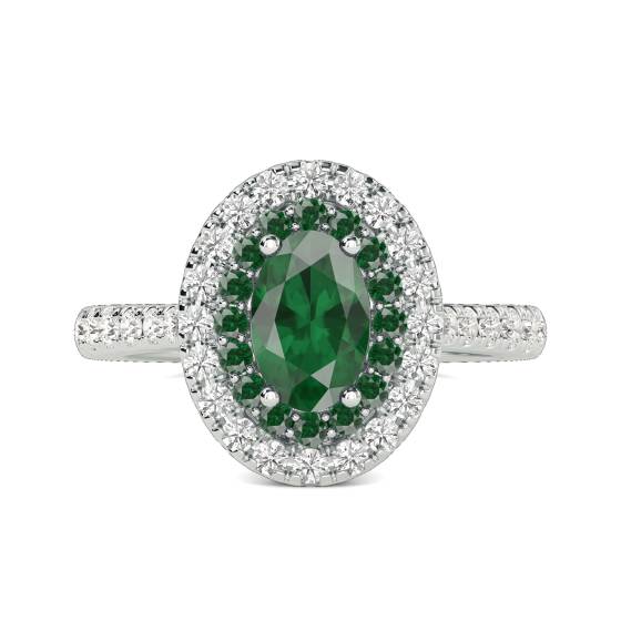 1.50ct Emerald Double Halo Oval Ring