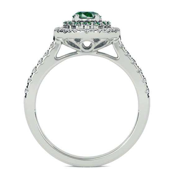 1.50ct Emerald Double Halo Oval Ring