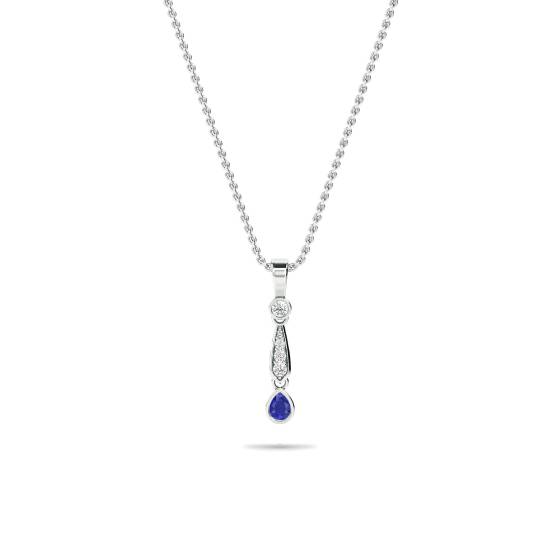0.30ct Blue Sapphire Kite Pendant and Chain