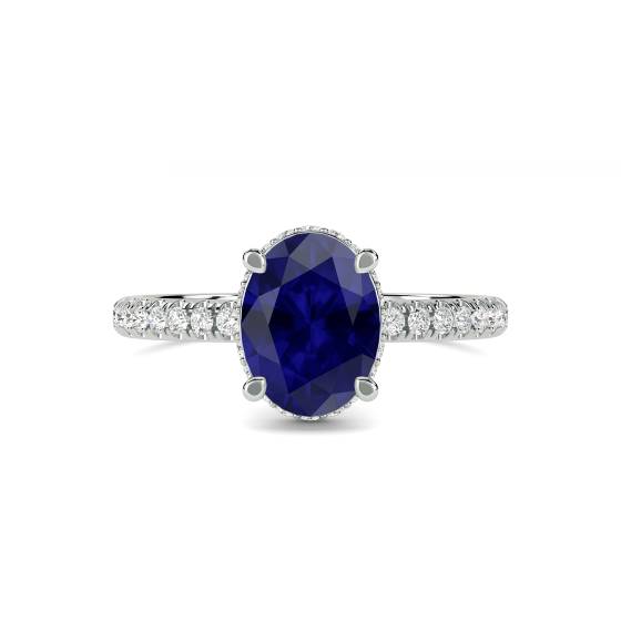 Oval Blue Sapphire Gemstone Halo Ring