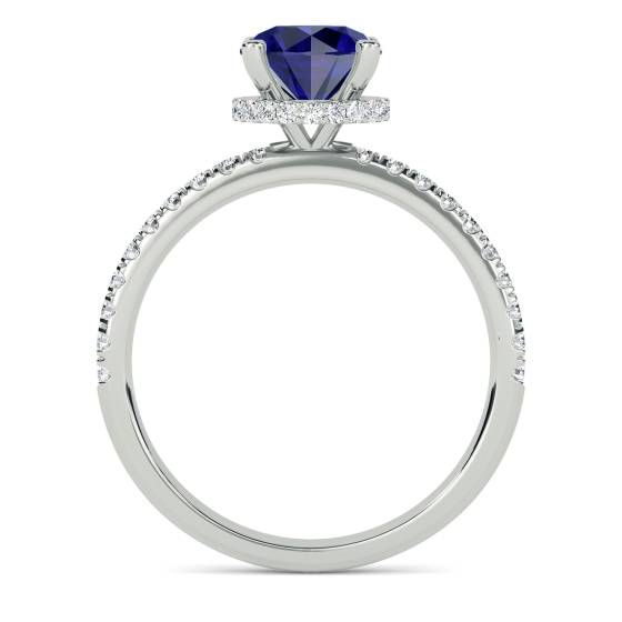 Round Blue Sapphire Gemstone Halo Ring