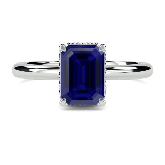 Emerald Blue Sapphire Gemstone Halo Ring