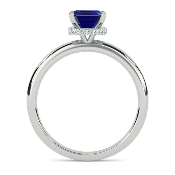Emerald Blue Sapphire Gemstone Halo Ring