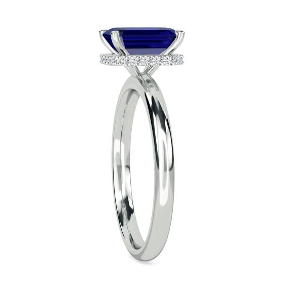 Emerald Blue Sapphire Gemstone Halo Ring
