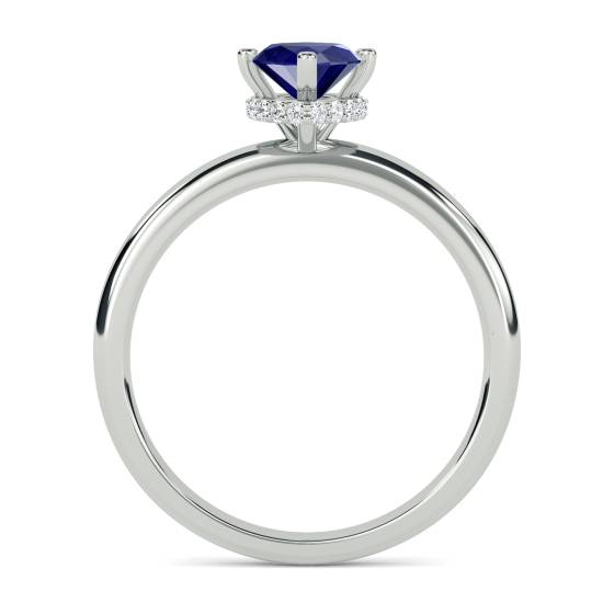 Marquise Blue Sapphire Gemstone Halo Ring