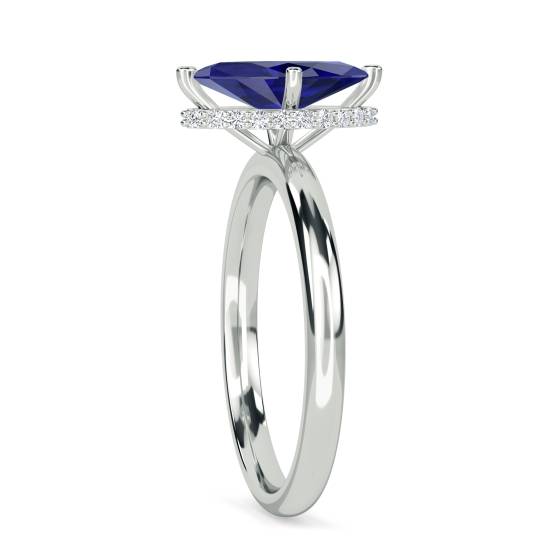 Marquise Blue Sapphire Gemstone Halo Ring