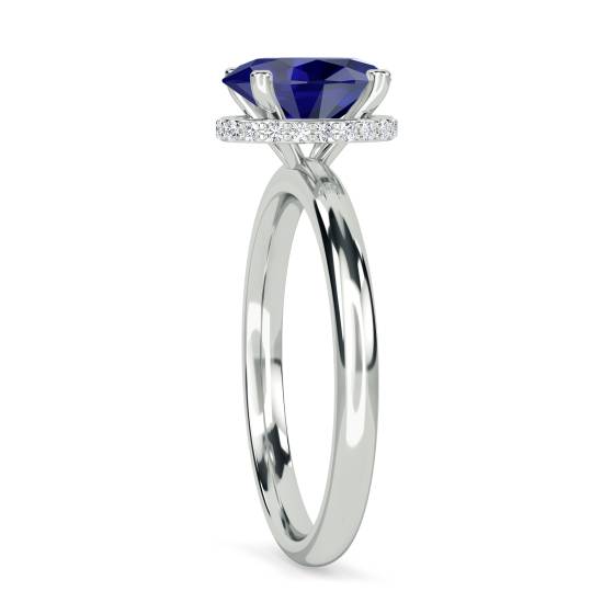 Oval Blue Sapphire Gemstone Halo Ring