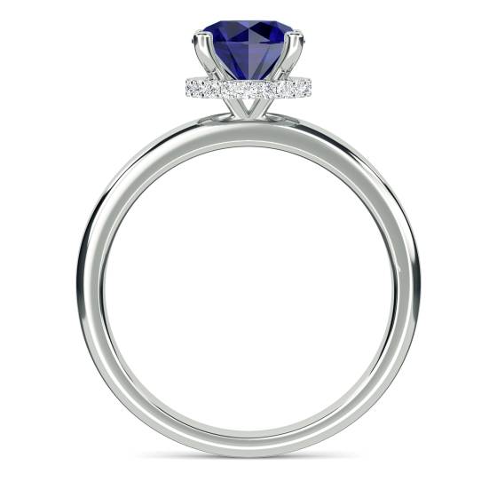 Round Blue Sapphire Gemstone Halo Ring
