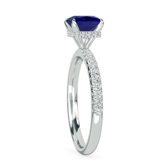 Princess Blue Sapphire Gemstone Halo Ring