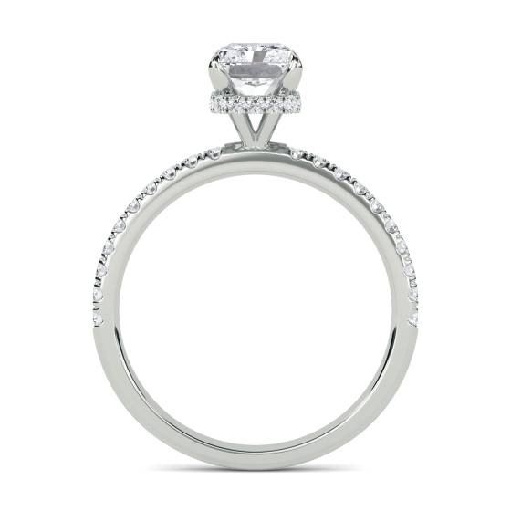 Radiant Diamond High Set Hidden Halo Shoulder Set Ring