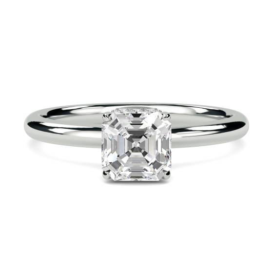 Asscher Diamond Hidden Halo Ring