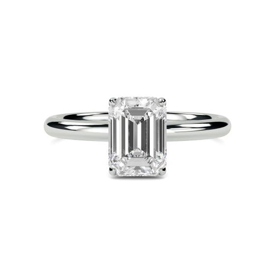Emerald Diamond Hidden Halo Ring
