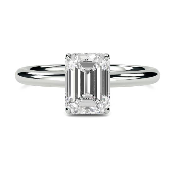Emerald Diamond Hidden Halo Ring