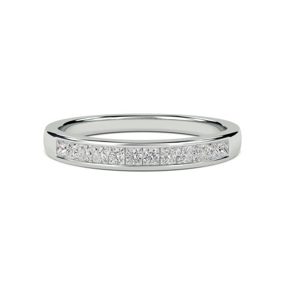 0.25ct VS/E-F 3mm Elegant Natural Princess Diamond Eternity Ring in 18k White Gold