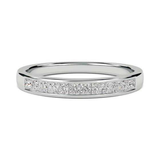 0.25ct VS/E-F 3mm Elegant Natural Princess Diamond Eternity Ring in 18k White Gold