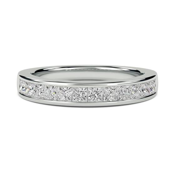 0.75ct VS/E-F Natural Princess Diamond Eternity Ring in 18k White Gold