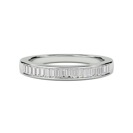 0.35ct VS/F-G 3.5mm Elegant Natural Baguette Diamond Eternity Ring in 18k White Gold