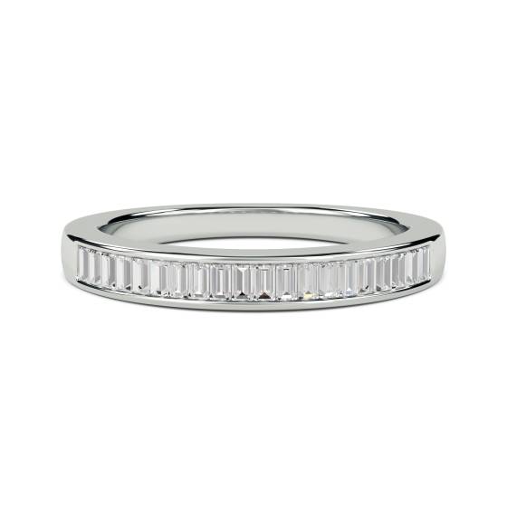 0.35ct VS/F-G 3.5mm Elegant Natural Baguette Diamond Eternity Ring in 18k White Gold