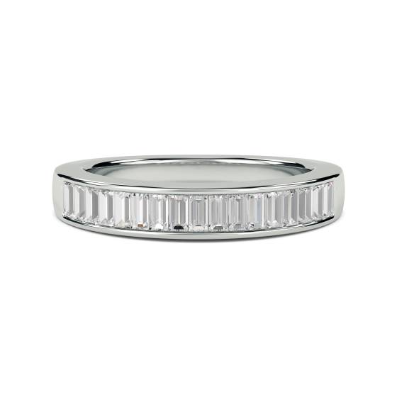 0.75ct VS/E-F 4mm Elegant Natural Baguette Diamond Eternity Ring in 18k White Gold