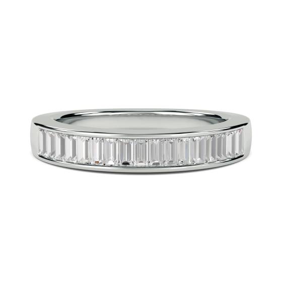 0.75ct VS/E-F 4mm Elegant Natural Baguette Diamond Eternity Ring in 18k White Gold