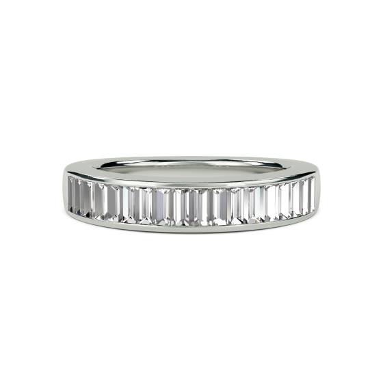 1.00ct VS/E-F Elegant Natural Baguette Diamond Eternity Ring in 18k White Gold