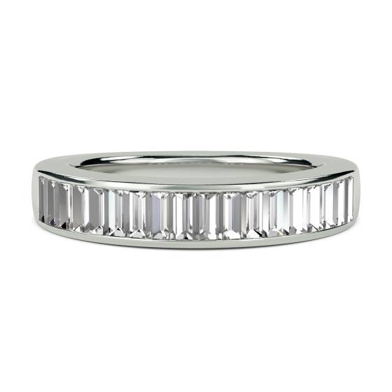 1.00ct VS/E-F Elegant Natural Baguette Diamond Eternity Ring in 18k White Gold