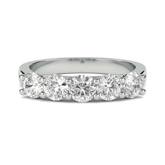 0.70ct VS/F-G Round Natural Diamond 5 Stone Ring