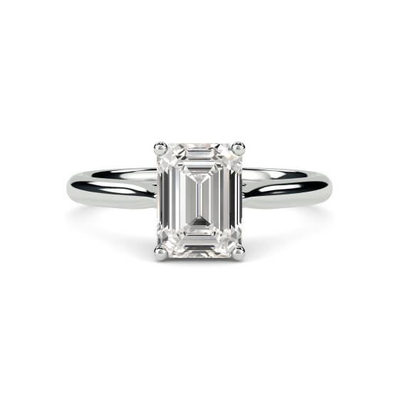 Heart Cross Over Emerald Diamond Engagement Ring